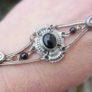 Vintage 925 Sterling Silver - Vintage Black Onyx Chain Bracelet 13,8g Image 8