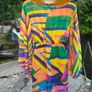 60s 70s style hippie sheer multicolour kaftan top  Postage included Image 2