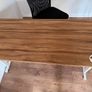 Large Walnut-Effect Office Desk - White Metal Frame Image 10
