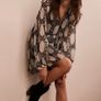 Mint Velvet Grey Abstract Print Flared Mini Dress Size M Image 2
