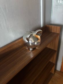 Silver-tone Finish Metal Piggy Bank