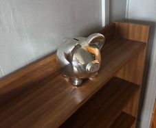 Silver-tone Finish Metal Piggy Bank