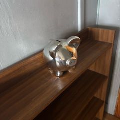Silver-tone Finish Metal Piggy Bank