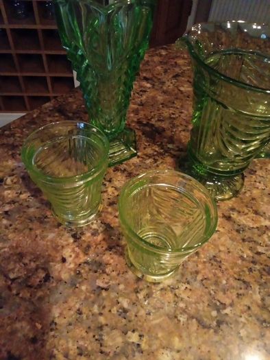 Glass Water Jug, Glasses & Vase.