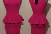 Evita Pink Peplum Dress, New With Tags