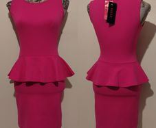 Evita Pink Peplum Dress, New With Tags