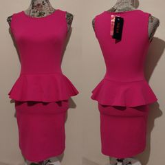 Evita Pink Peplum Dress, New With Tags