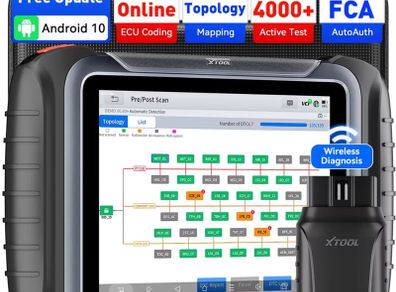 Professional XTOOL D8W topology mapping Car Bluetooth Diagnostic Tools Automotive OBD2 Scanner ECU Coding Key Programming 42+ Resets Active Test CAN FD FCA
