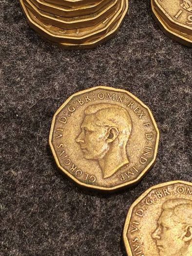 59x George VI threepence coin 1937 to 1952