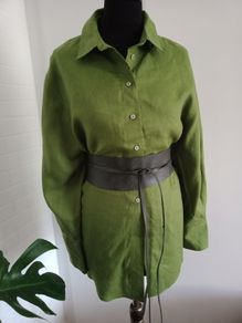 Linen oversize blouse green New size 12-14