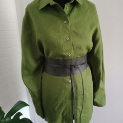 Linen oversize blouse green New size 12-14