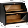 Double Decker Bamboo Bread Bin 2-Layer Bread Box for Kitchen Large Capacity Food Bread Storage Retro 39x25x32cm Black Image 3