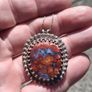 Native American Mid Century Sterling Silver Agate Pendant Image 4