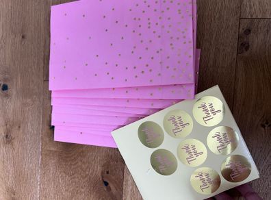 Unused - Birthday Thank You Bags and Stickers (11 piece)