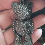 A fashionable, luxurious teddy bear keychain with marcasites. Image 5
