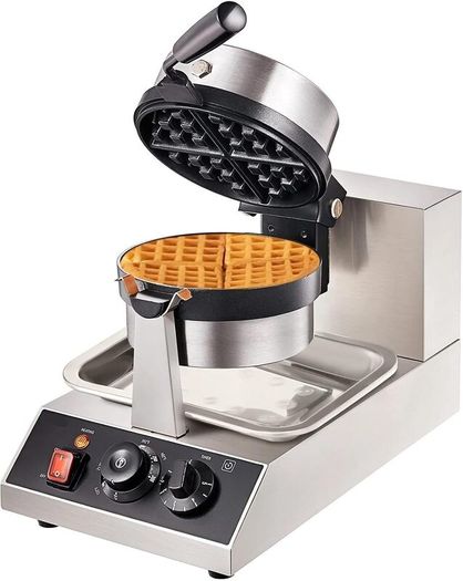 Commercial Belgian Waffle Maker 1300W Round Stainless Steel