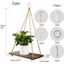 Rustic Shelf 2 Pcs Wooden Floating Shelves with Rope 16.7 inch x 5.4 inch Image 2