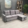 Grey velvet Corner Sofa Bed with Storage 215cm Image 2