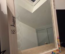 Wooden Framed Wall Mirror Cabinet with Motivational Quotes