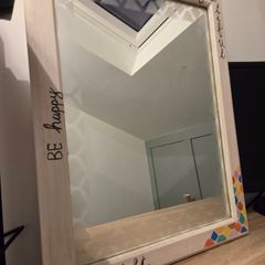 Wooden Framed Wall Mirror Cabinet with Motivational Quotes