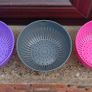 4 Small Coloured Bowls & 3 Colanders. Image 6