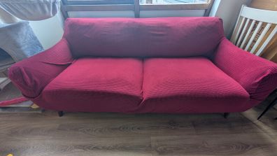 Red 3 seater sofa