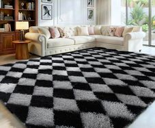 Rugs Living Room 160x230cm- Fluffy Shaggy Area Rugs for Bedroom - Large Anti Slip Carpet - Washable Modern Floor Carpets