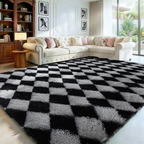 Rugs Living Room 160x230cm- Fluffy Shaggy Area Rugs for Bedroom - Large Anti Slip Carpet - Washable Modern Floor Carpets