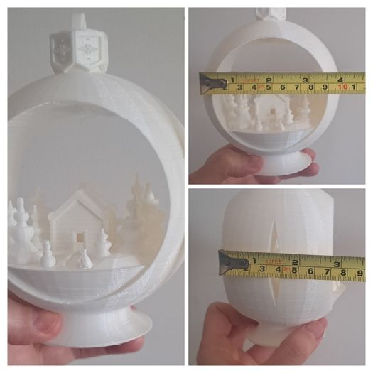 White PLA 3D printed Christmas tree decoration Ball with a candelight