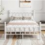Double Bed Frame with Headboard and Footboard,Metal Platform Bed Frame Double Bed With Storage No Box Spring Needed,Strong Steel Slat Support/Mattress Base/White Image 10