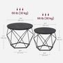 Round Coffee Table, Set of 2, Side Table, Sofa End Table, Modern Style, Removable Top, Steel Frame, for Living Room, Black Image 7
