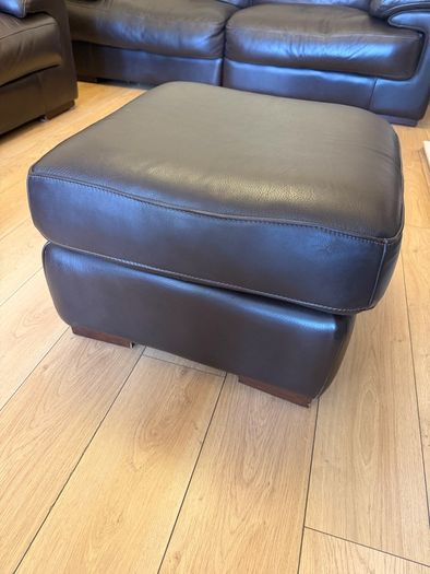 Leather sofa x 2 & footstool