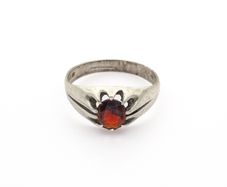 Vintage 925 Sterling Silver & Garnet Ring, London 1976