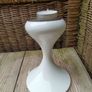 white enamel candleholders, space age candle holder Image 3