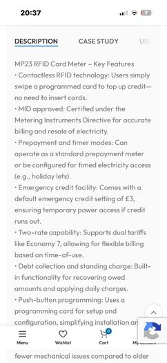 Card top up electricity meter