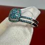 Diamond Stunning Blue Diamond Halo Ring Set (0.33 Ct) Image 5