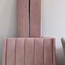 Single bed frame covered in Pink/Grey Velvet Fabric Image 4