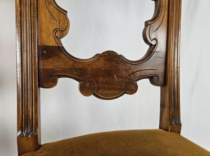 Set of 8 Vintage Italian Walnut Dining Chairs 1950s