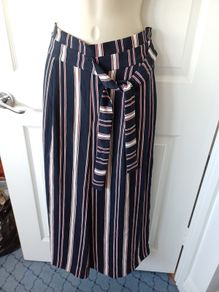 Zara Navy  & Cream  Elasticated (Traffic Collection)Pants