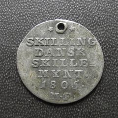 1805 Denmark. Christian VII. Silver 2 Skilling