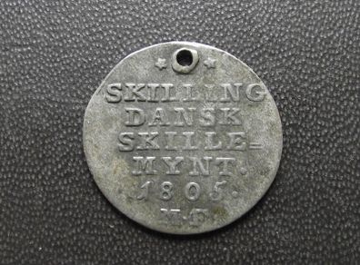 1805 Denmark. Christian VII. Silver 2 Skilling