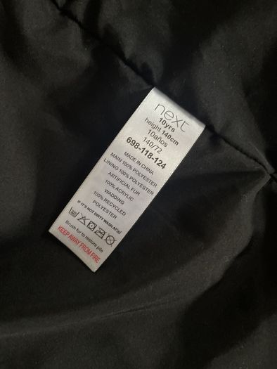 Next black longline puffa coat age 10 as new!