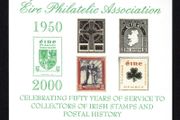 2000 Ireland Eire Philatelic Association Cinderella Miniature showing commemorating 50th anniversary with image of political label,  forerunner, definitive and EPA logo Mint Never Hinged (MNH)