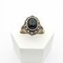 Marcasite Halo Jet Sterling Silver Ring Image 6