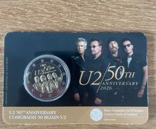 Ireland 2 EUR U2 50th Anniversary 2026 Official Commemorative Coin Card
