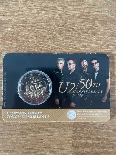 Ireland 2 EUR U2 50th Anniversary 2026 Official Commemorative Coin Card