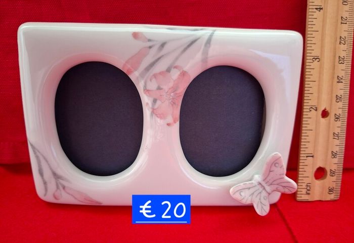 Vintage Ceramic Double Oval Photo Frame & Trinket Dish