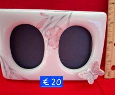 Vintage Ceramic Double Oval Photo Frame & Trinket Dish