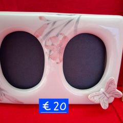 Vintage Ceramic Double Oval Photo Frame & Trinket Dish