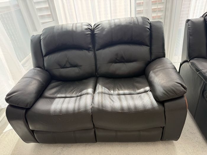 Black Leather Recliner Sofa Set (2-Seater & 1-Seater)